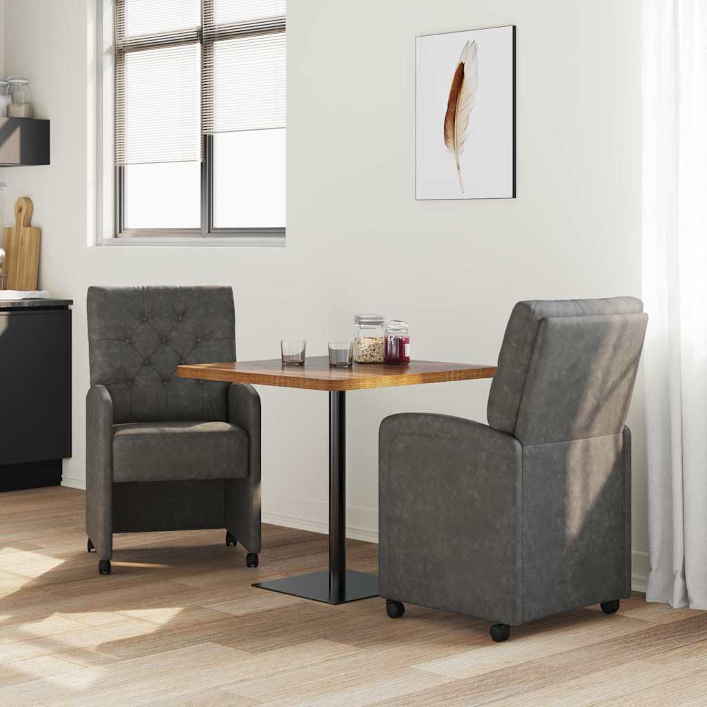 Καρέκλες Φαγητού με Ρόδες 2 pcs Μαύρο 58 x 67 x 97 εκ
