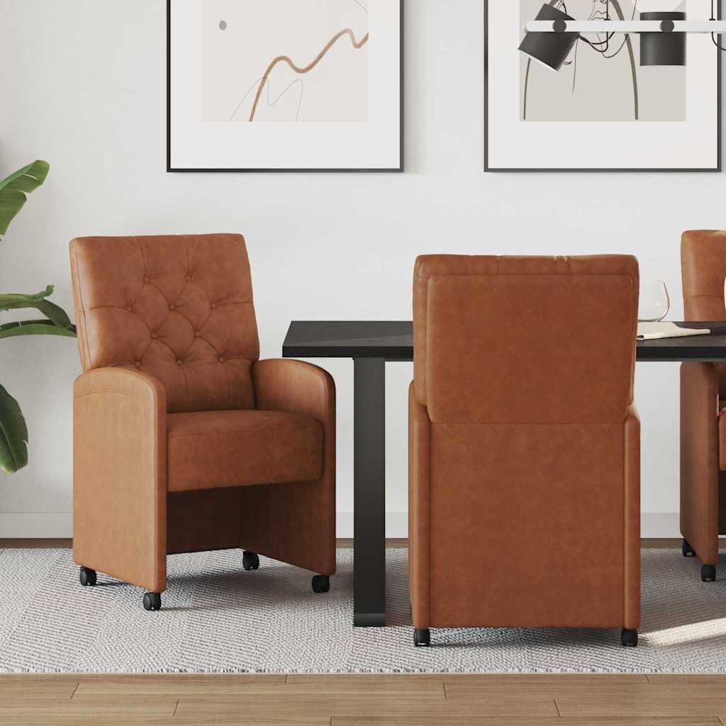 Καρέκλες Φαγητού με Ρόδες με τροχούς 2 pcs Καφέ 58 x 67 x 97 εκ - Pakobazaar