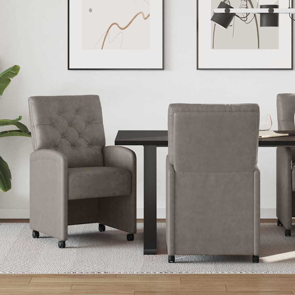 Καρέκλες Φαγητού με Ρόδες με τροχούς 2 pcs Γκρι 58 x 67 x 97 εκ