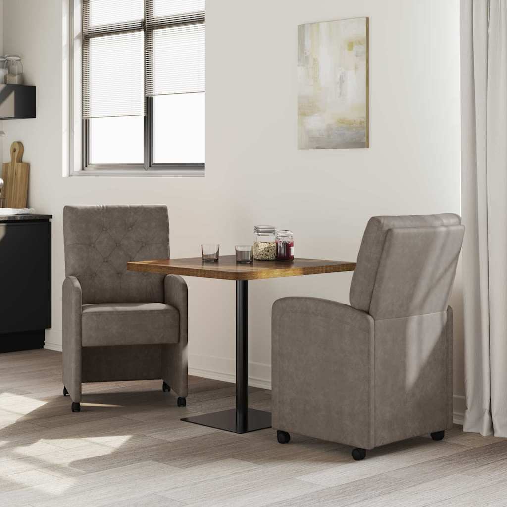 Καρέκλες Φαγητού με Ρόδες με τροχούς 2 pcs Γκρι 58 x 67 x 97 εκ