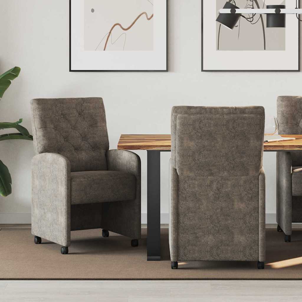 Καρέκλες Φαγητού με Ρόδες 2 pcs Σκούρο γκρι 58 x 67 x 97 εκ - Pakobazaar