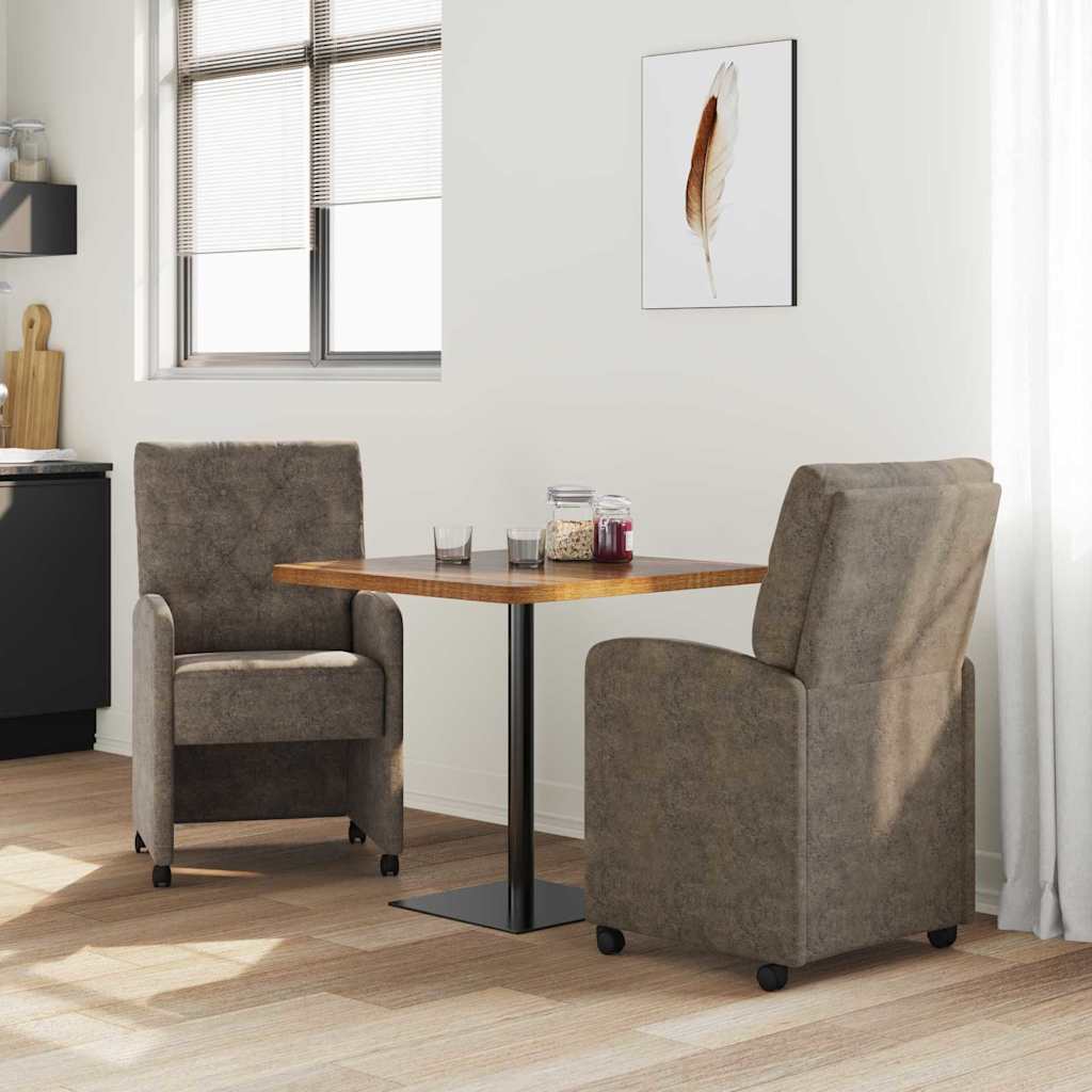 Καρέκλες Φαγητού με Ρόδες 2 pcs Σκούρο γκρι 58 x 67 x 97 εκ - Pakobazaar