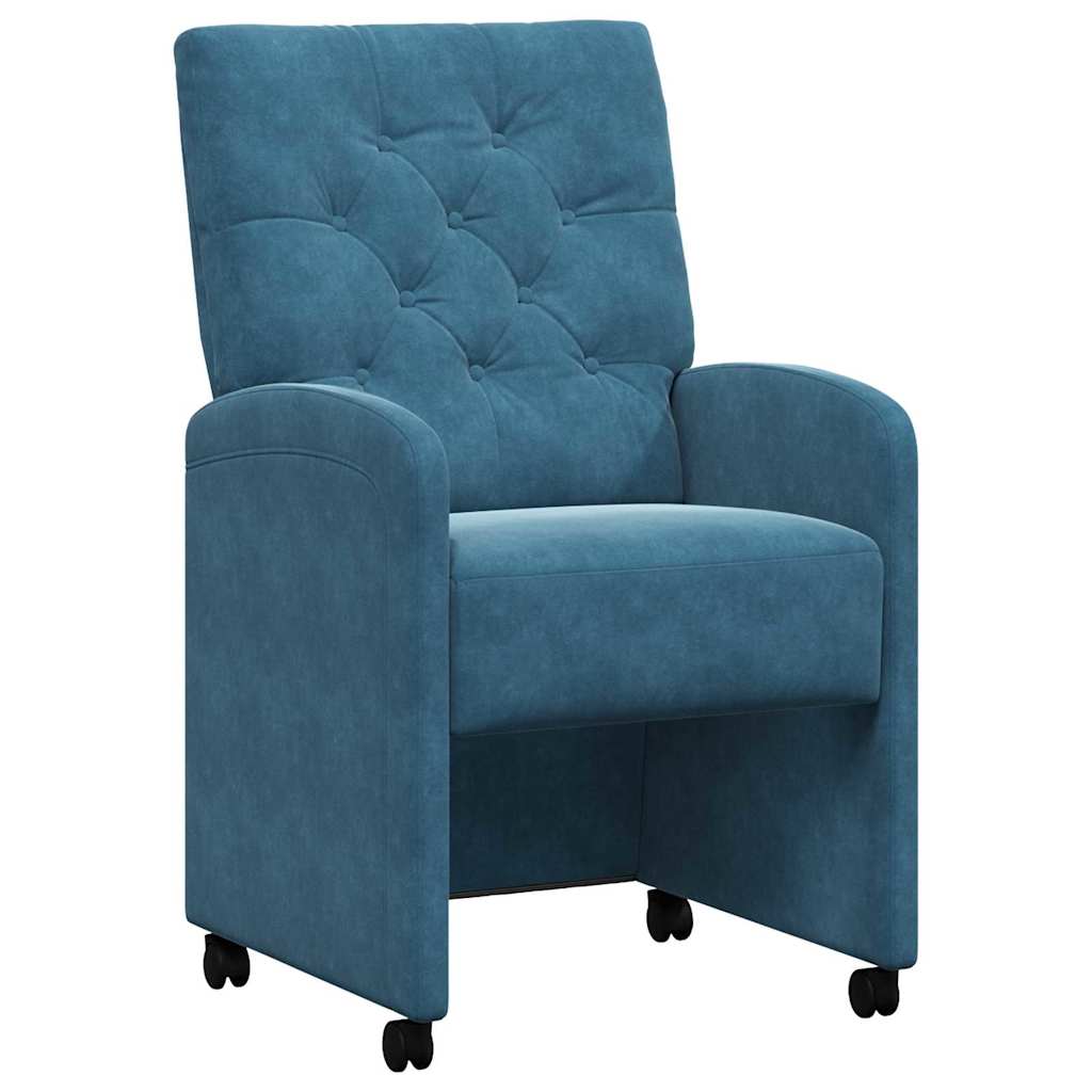 Καρέκλες Φαγητού με Ρόδες 2 pcs Μπλε 58 x 67 x 97 εκ Βελούδο