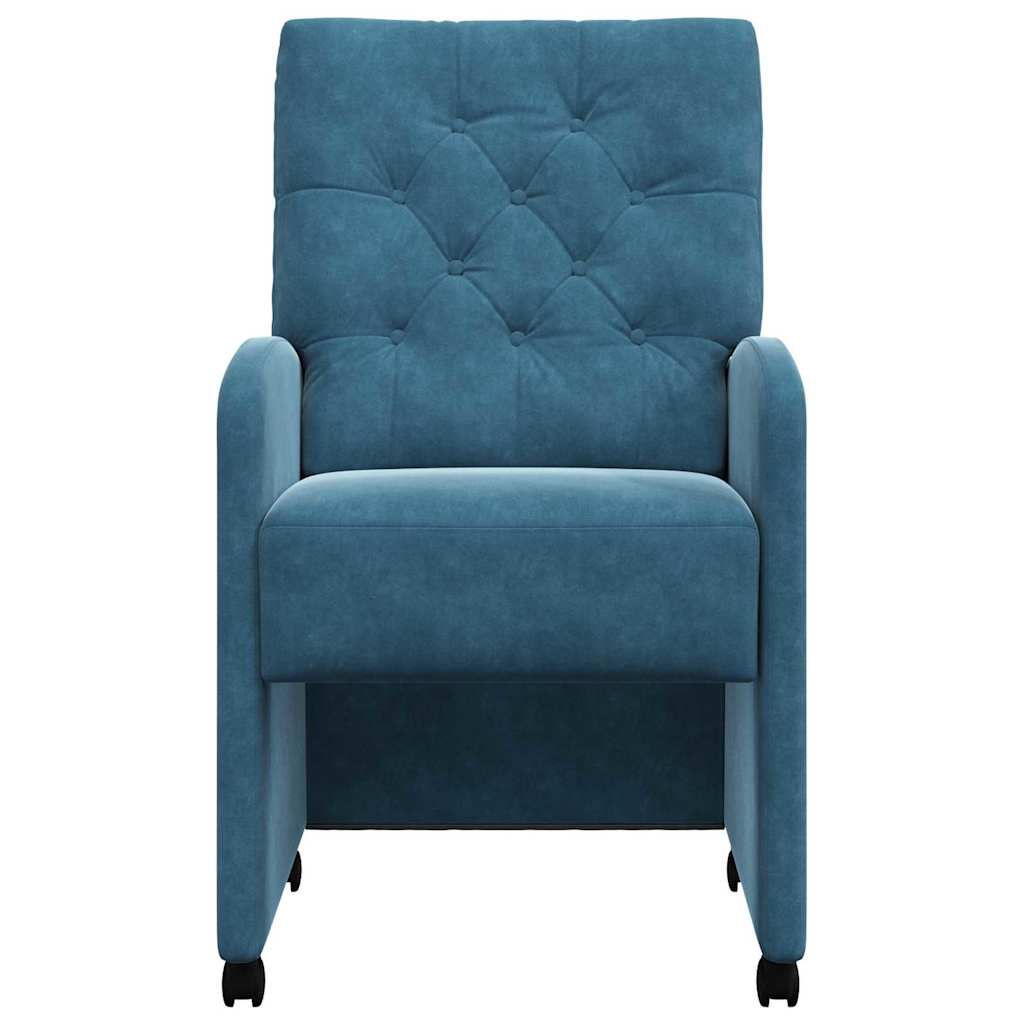 Καρέκλες Φαγητού με Ρόδες 2 pcs Μπλε 58 x 67 x 97 εκ Βελούδο