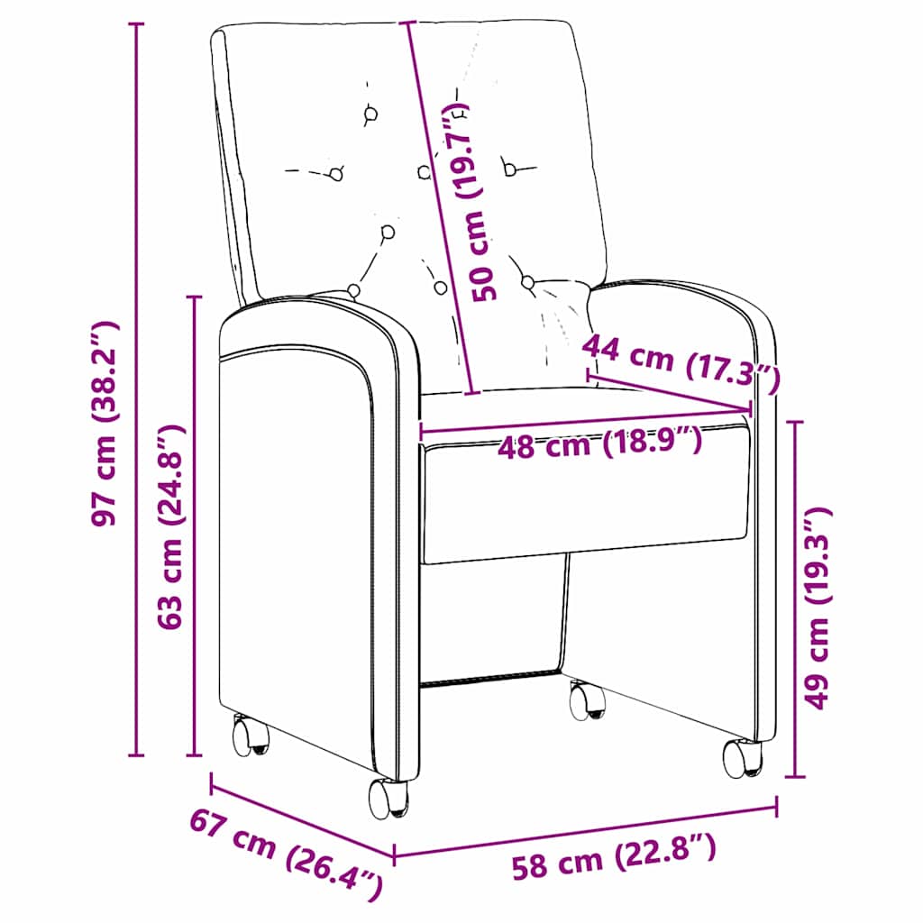 Καρέκλες Φαγητού με Ρόδες 2 pcs Ανοιχτό γκρι 58 x 67 x 97 εκ - Pakobazaar