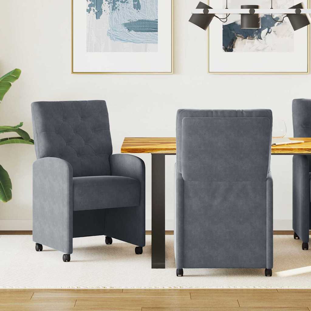Καρέκλες Φαγητού με Ρόδες 2 pcs Σκούρο γκρι 58 x 67 x 97 εκ - Pakobazaar