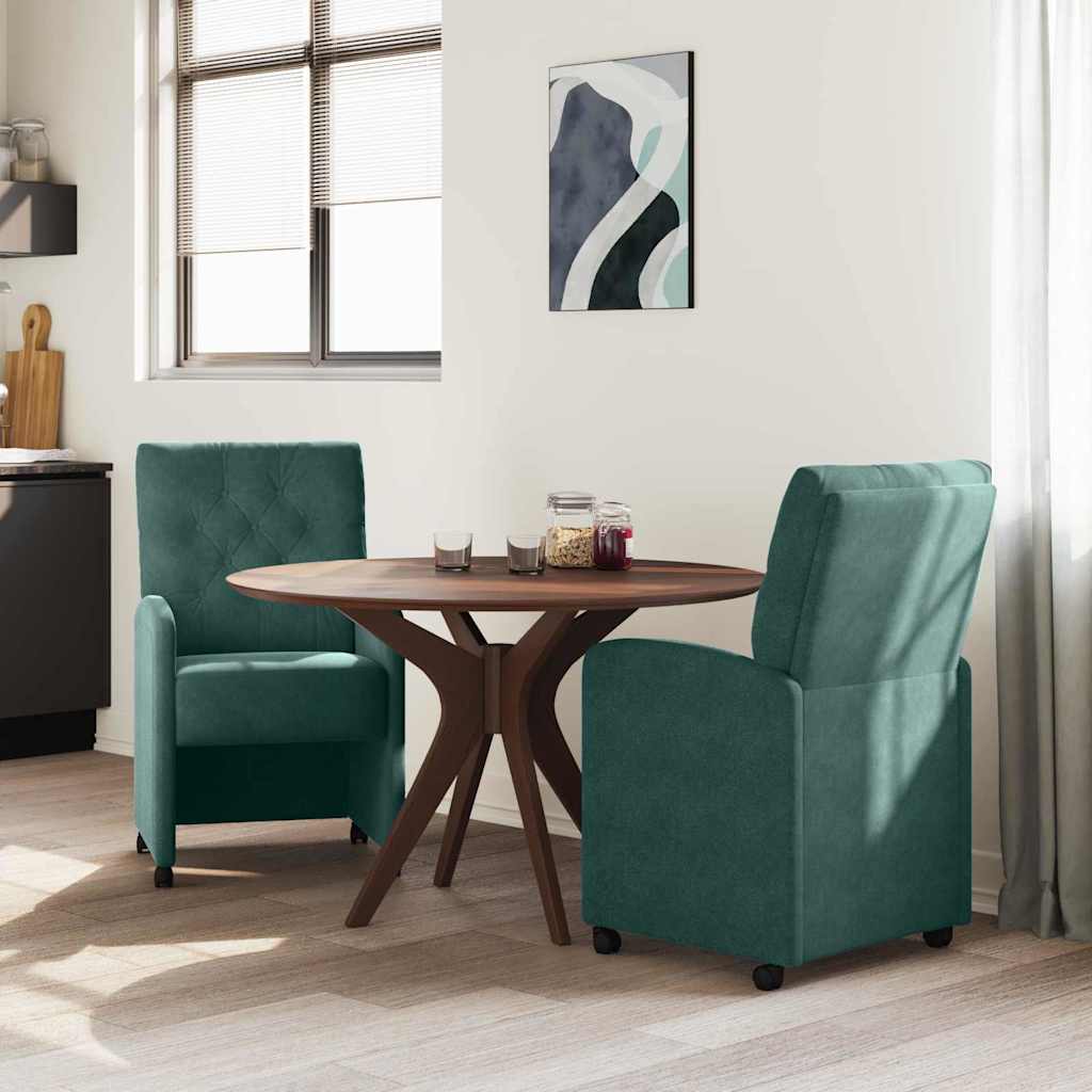 Καρέκλες Φαγητού με Ρόδες 2 pcs Σκούρο πράσινο 58 x 67 x 97 εκ