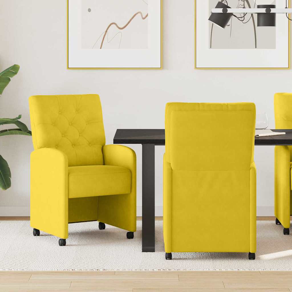 Καρέκλες Φαγητού με Ρόδες 2 pcs Κίτρινο 58 x 67 x 97 εκ Βελούδο