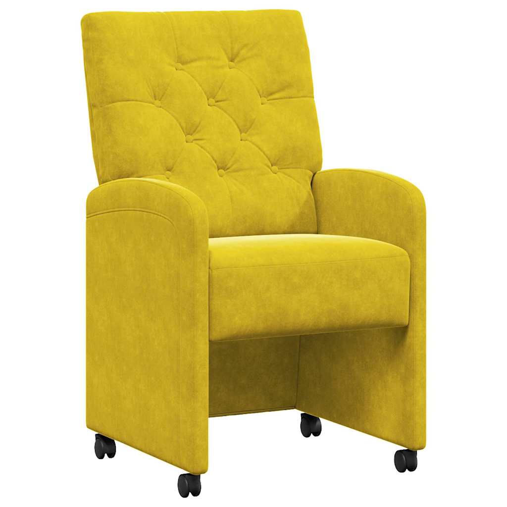 Καρέκλες Φαγητού με Ρόδες 2 pcs Κίτρινο 58 x 67 x 97 εκ Βελούδο