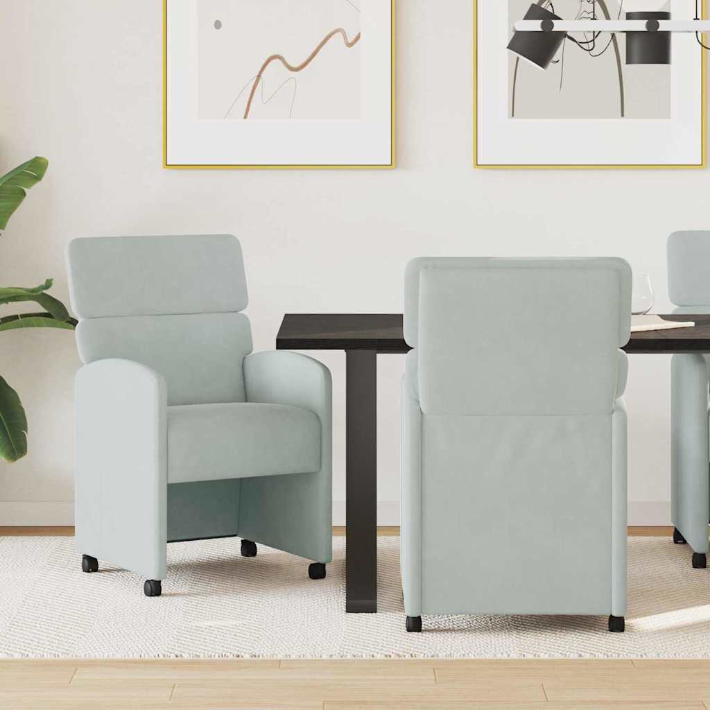 Καρέκλες Φαγητού με Ρόδες 2 pcs Ανοιχτό γκρι 58 x 65 x 98 εκ.