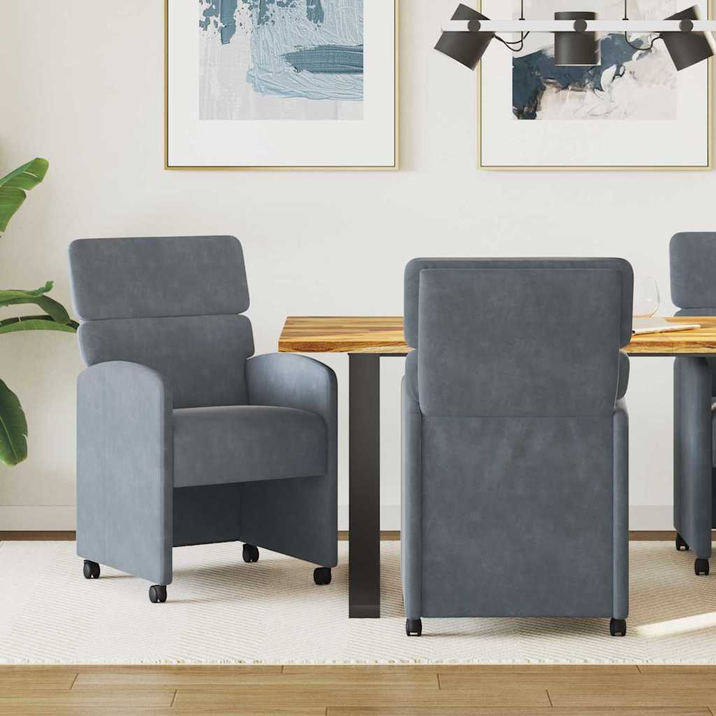 Καρέκλες Φαγητού με Ρόδες 2 pcs Σκούρο γκρι 58 x 65 x 98 εκ. - Pakobazaar