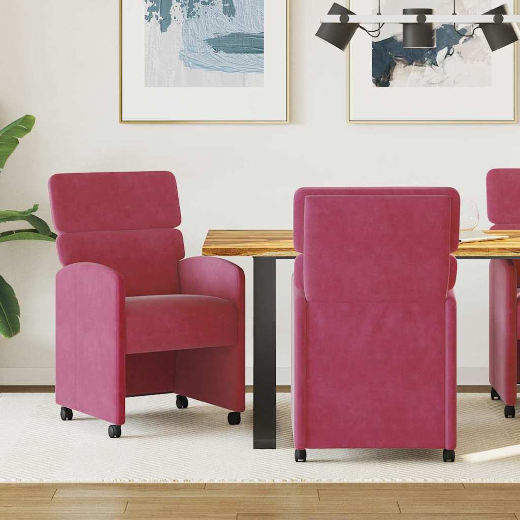 Καρέκλες Φαγητού με Ρόδες 2 pcs Μπορντό 58 x 65 x 98 εκ.