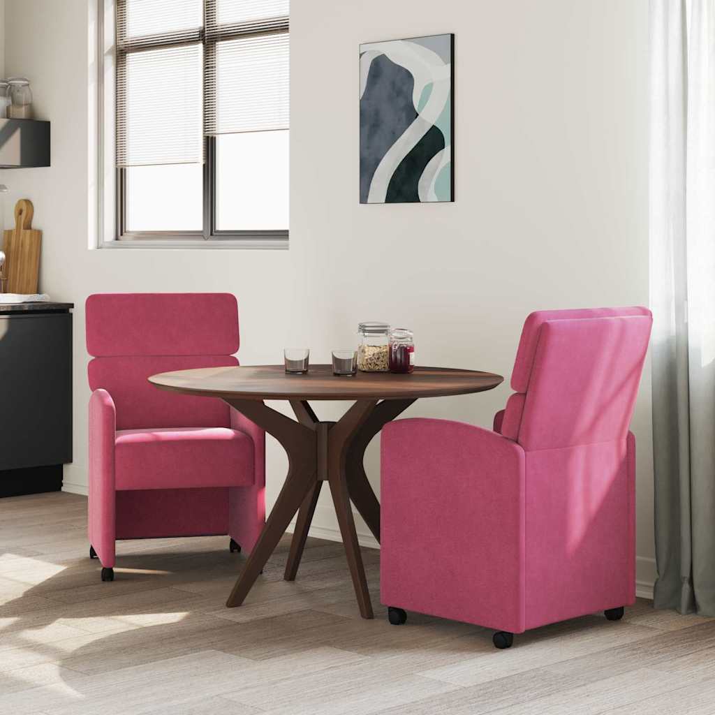 Καρέκλες Φαγητού με Ρόδες 2 pcs Μπορντό 58 x 65 x 98 εκ.