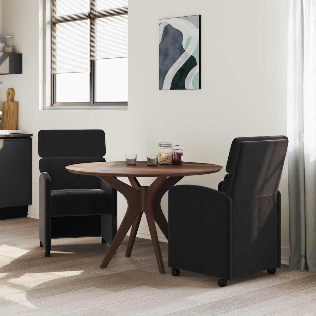 Καρέκλες Φαγητού με Ρόδες 2 pcs Μαύρο 58 x 65 x 98 εκ. Βελούδο