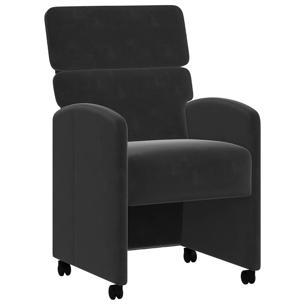 Καρέκλες Φαγητού με Ρόδες 2 pcs Μαύρο 58 x 65 x 98 εκ. Βελούδο