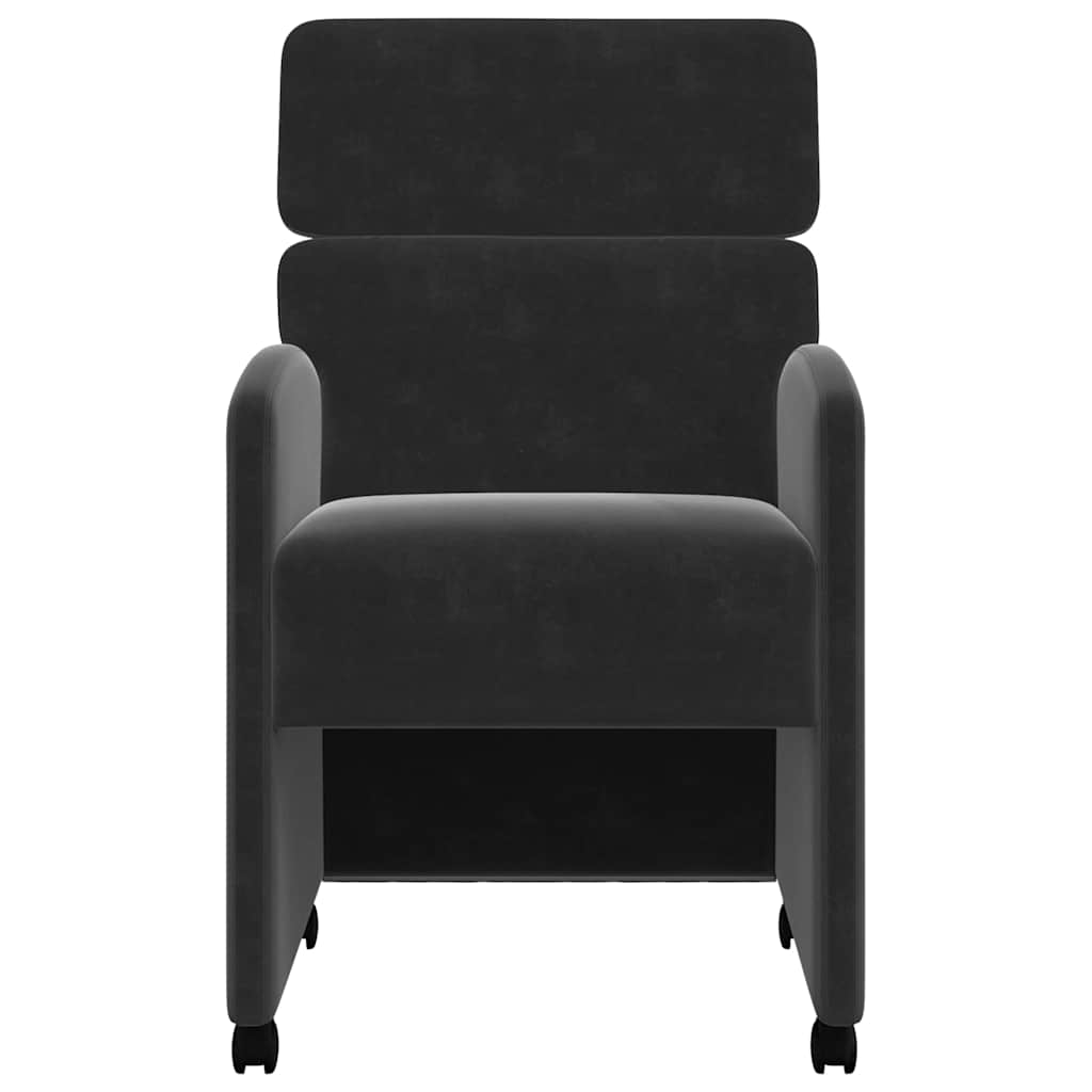 Καρέκλες Φαγητού με Ρόδες 2 pcs Μαύρο 58 x 65 x 98 εκ. Βελούδο
