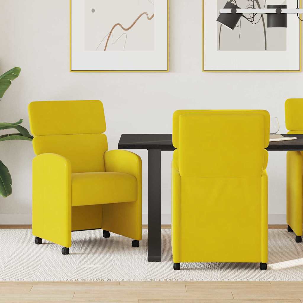 Καρέκλες Φαγητού με Ρόδες 2 pcs Κίτρινο 58 x 65 x 98 εκ.