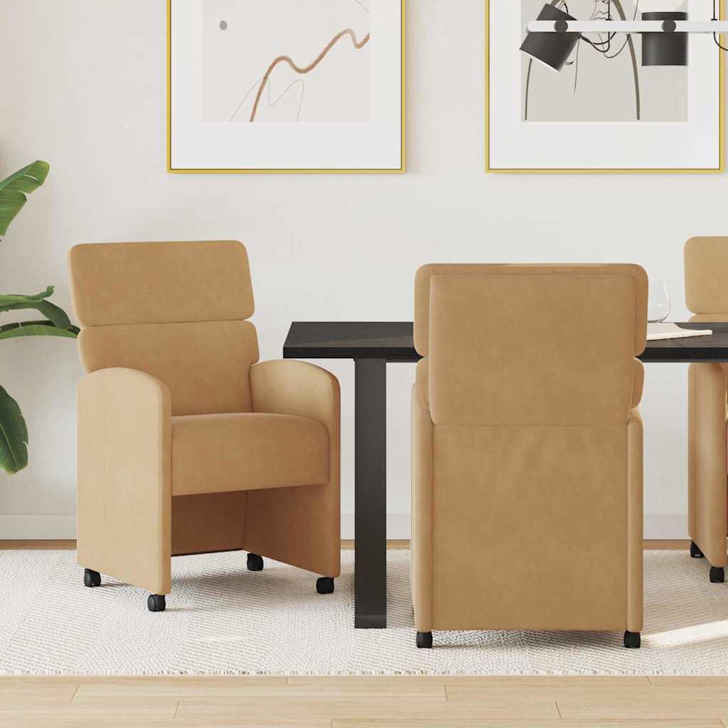 Καρέκλες Φαγητού με Ρόδες 2 pcs Καφέ 58 x 65 x 98 εκ. Βελούδο