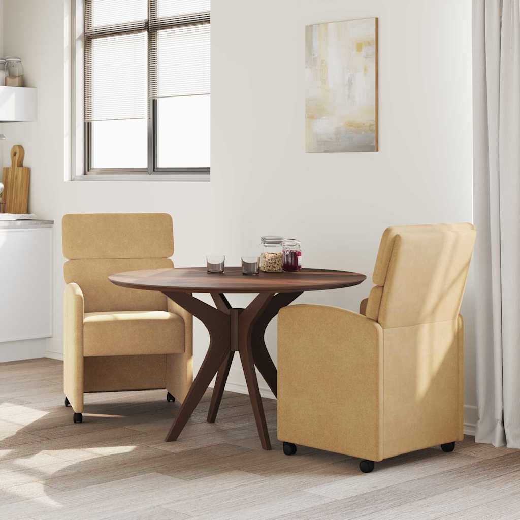 Καρέκλες Φαγητού με Ρόδες 2 pcs Καφέ 58 x 65 x 98 εκ. Βελούδο