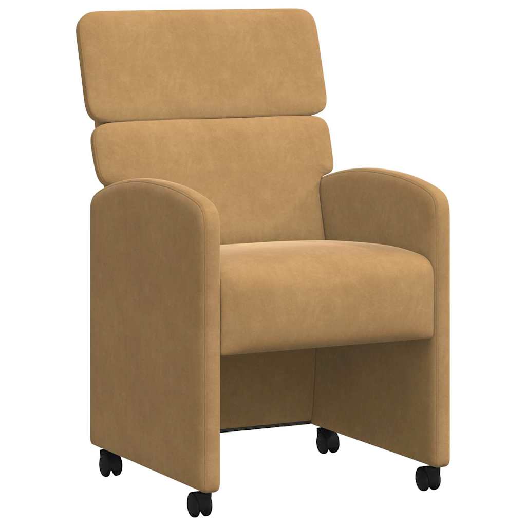 Καρέκλες Φαγητού με Ρόδες 2 pcs Καφέ 58 x 65 x 98 εκ. Βελούδο