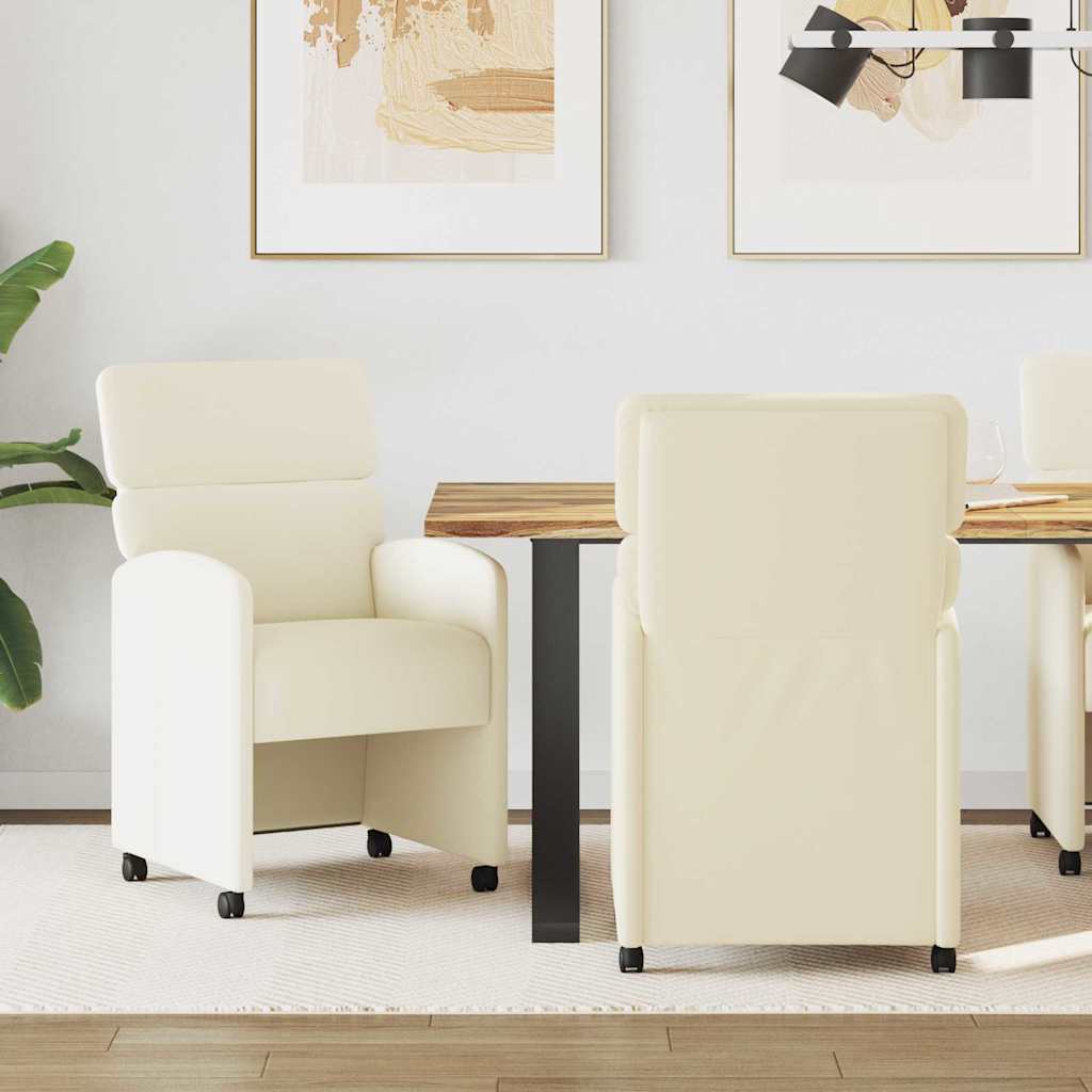Καρέκλες Φαγητού με Ρόδες 2 pcs Κρεμ 58 x 65 x 98 εκ.
