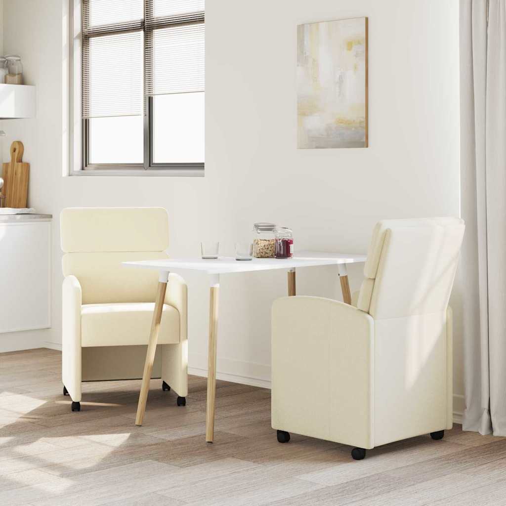 Καρέκλες Φαγητού με Ρόδες 2 pcs Κρεμ 58 x 65 x 98 εκ.