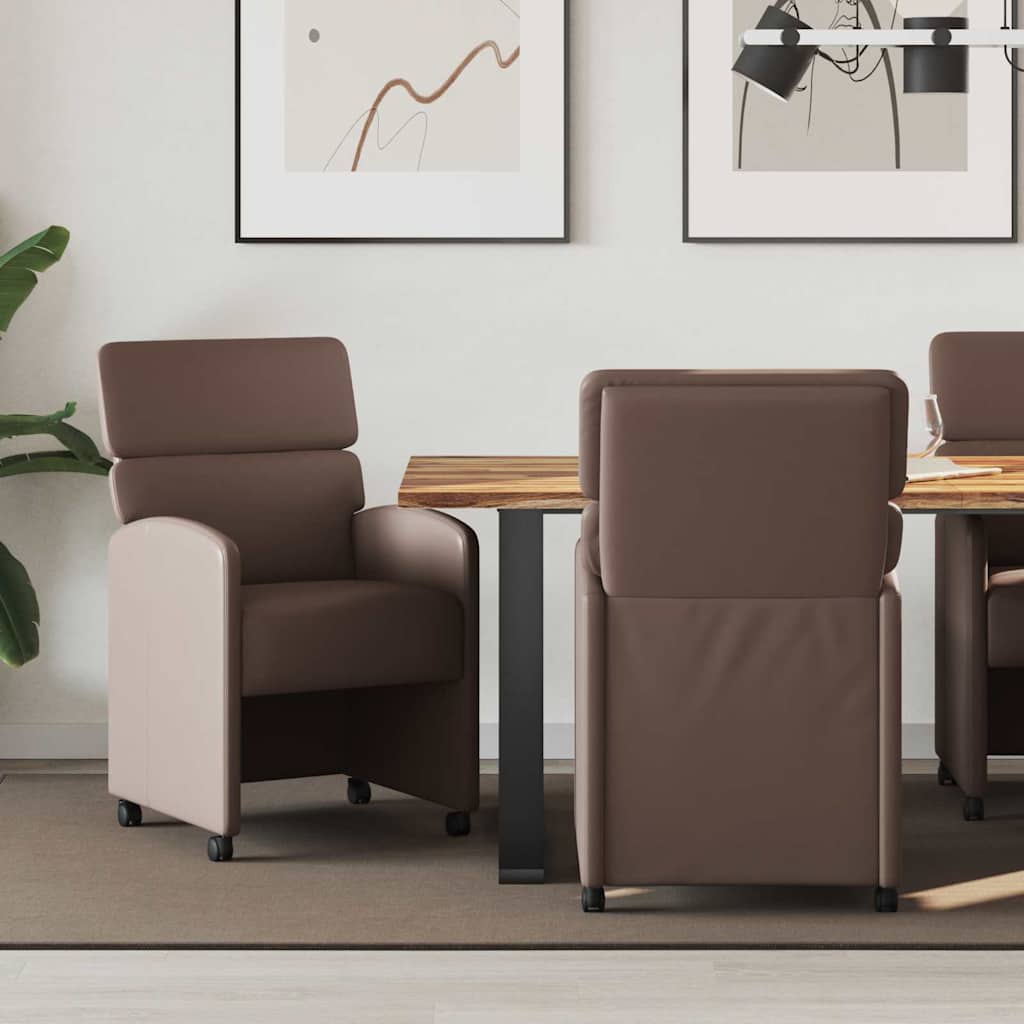 Καρέκλες Φαγητού με Ρόδες 2 pcs Καφέ 58 x 65 x 98 εκ. - Pakobazaar