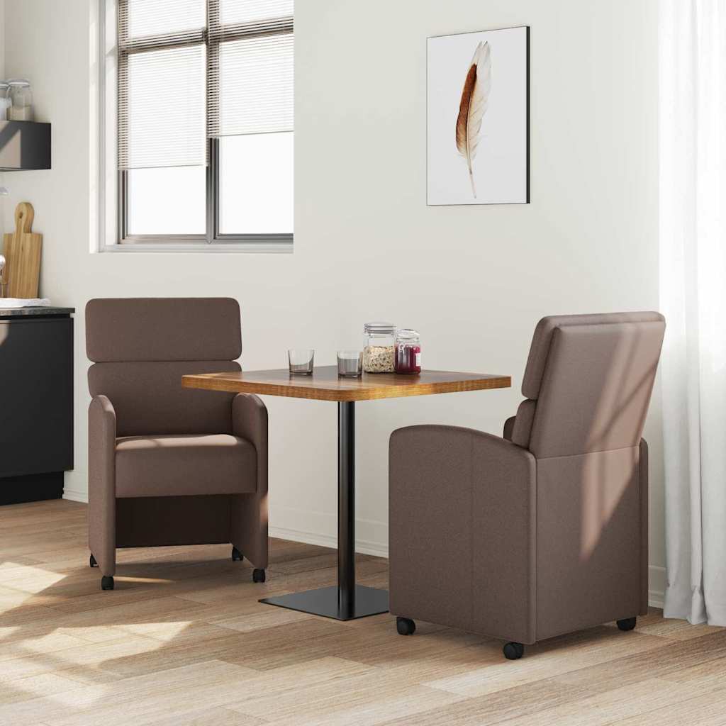 Καρέκλες Φαγητού με Ρόδες 2 pcs Καφέ 58 x 65 x 98 εκ. - Pakobazaar