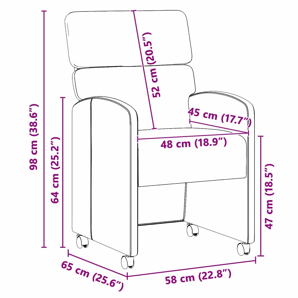 Καρέκλες Φαγητού με Ρόδες 2 pcs Γκρι 58 x 65 x 98 εκ. - Pakobazaar