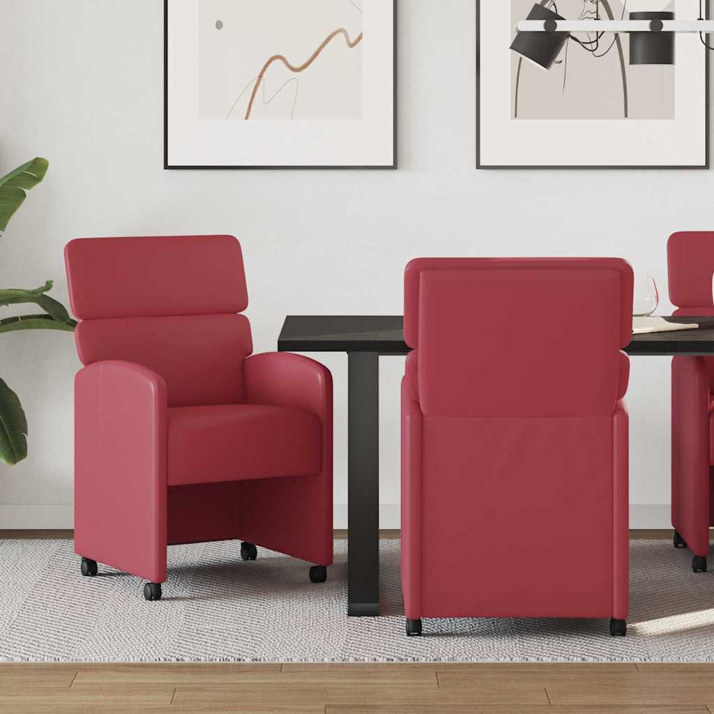 Καρέκλες Φαγητού με Ρόδες 2 pcs Μπορντό 58 x 65 x 98 εκ.