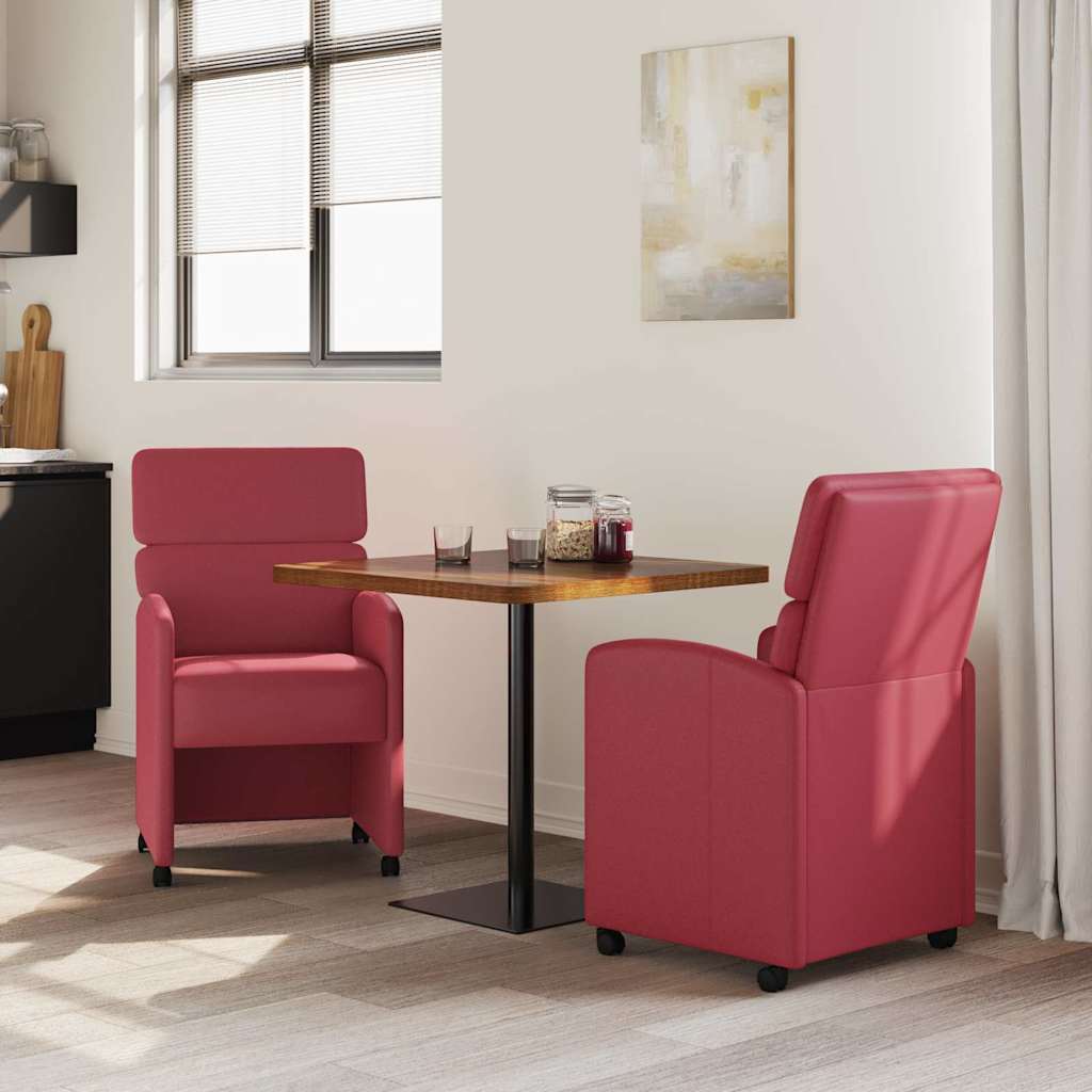 Καρέκλες Φαγητού με Ρόδες 2 pcs Μπορντό 58 x 65 x 98 εκ.