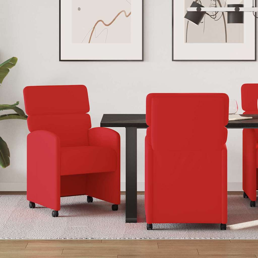 Καρέκλες Φαγητού με Ρόδες 2 pcs Κόκκινο 58 x 65 x 98 εκ.
