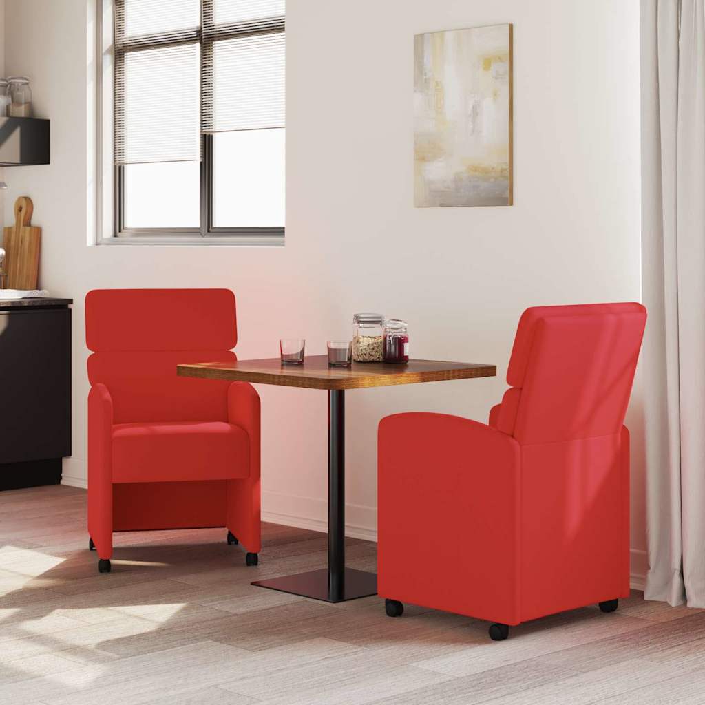 Καρέκλες Φαγητού με Ρόδες 2 pcs Κόκκινο 58 x 65 x 98 εκ.