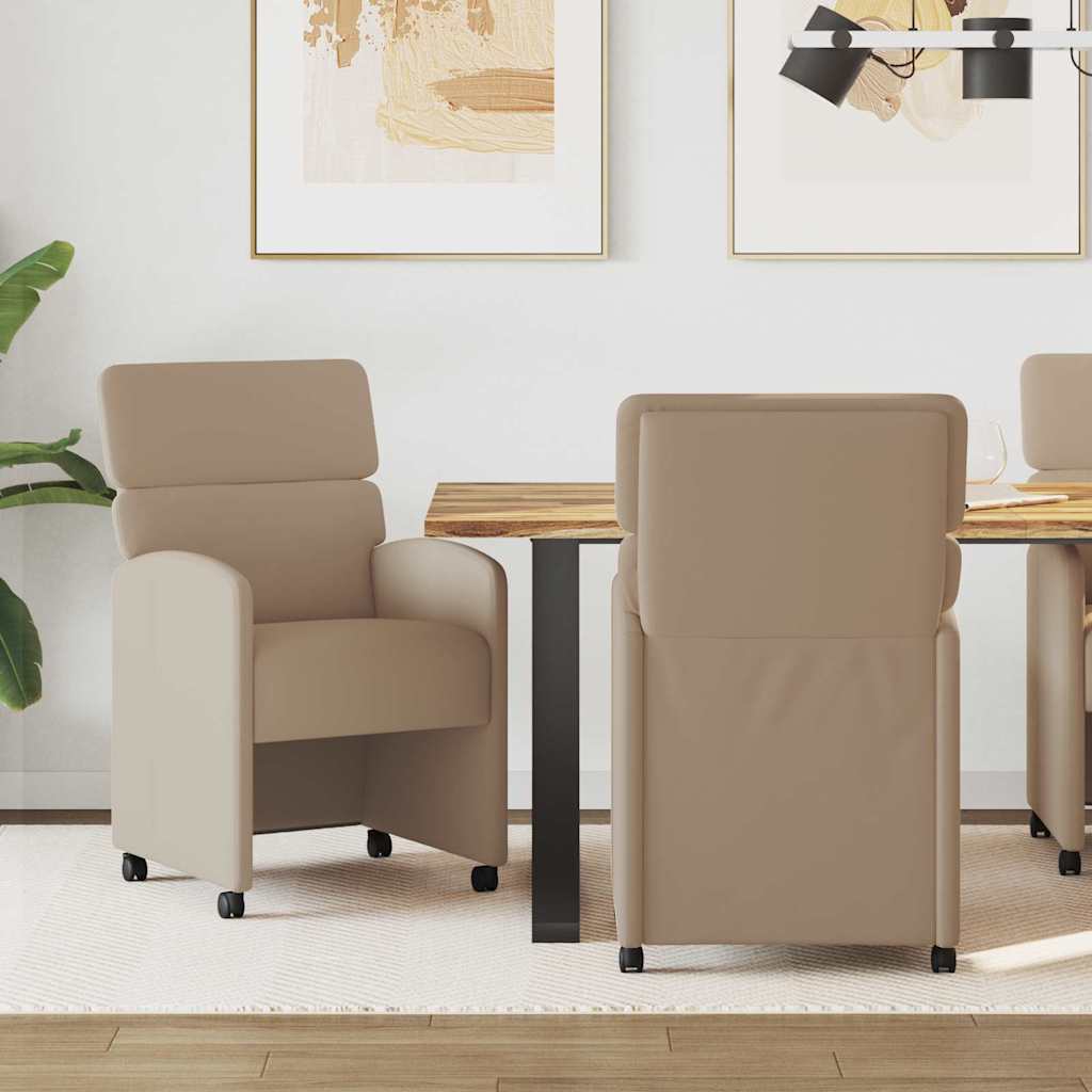 Καρέκλες Φαγητού με Ρόδες 2 pcs Καπουτσίνο 58 x 65 x 98 εκ. - Pakobazaar