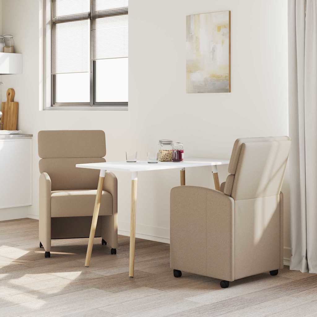 Καρέκλες Φαγητού με Ρόδες 2 pcs Καπουτσίνο 58 x 65 x 98 εκ. - Pakobazaar