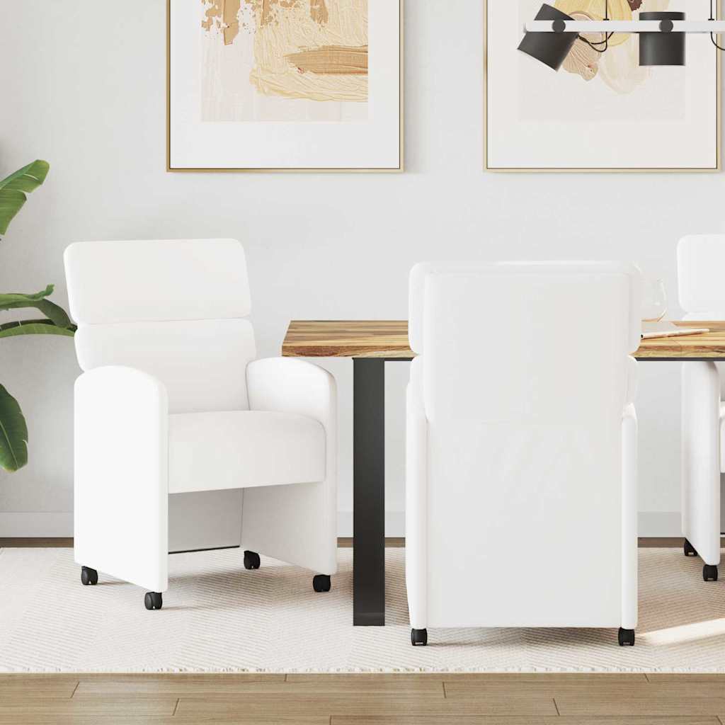 Καρέκλες Φαγητού με Ρόδες 2 pcs Λευκό 58 x 65 x 98 εκ.