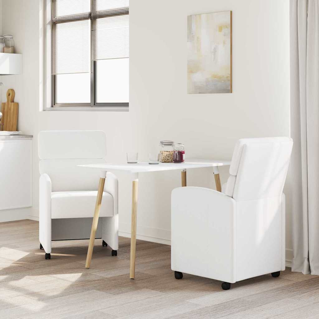 Καρέκλες Φαγητού με Ρόδες 2 pcs Λευκό 58 x 65 x 98 εκ.