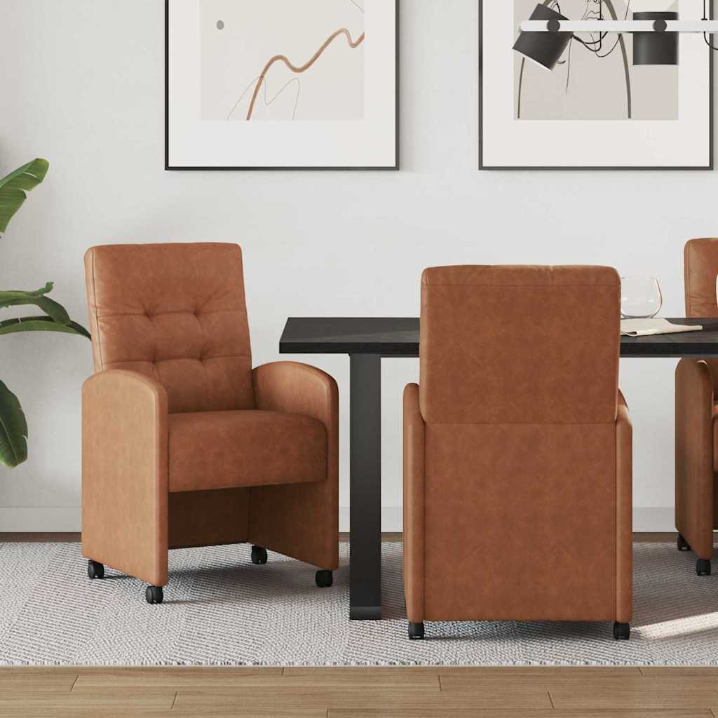 Καρέκλες Φαγητού με Ρόδες με τροχούς 2 pcs Καφέ 58 x 67 x 97 εκ