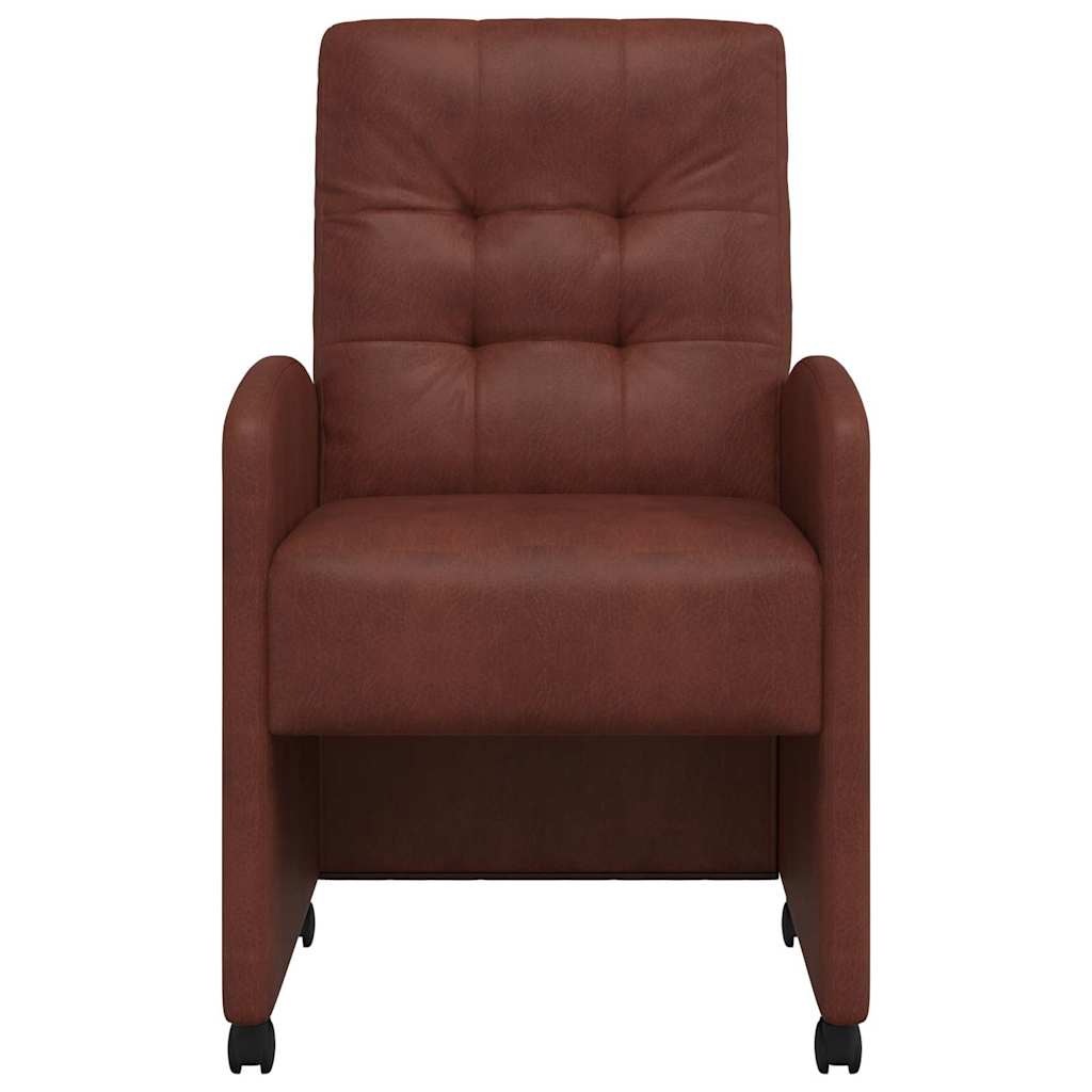 Καρέκλες Φαγητού με Ρόδες 2 pcs Λαμπερό καφέ 58 x 67 x 97 εκ