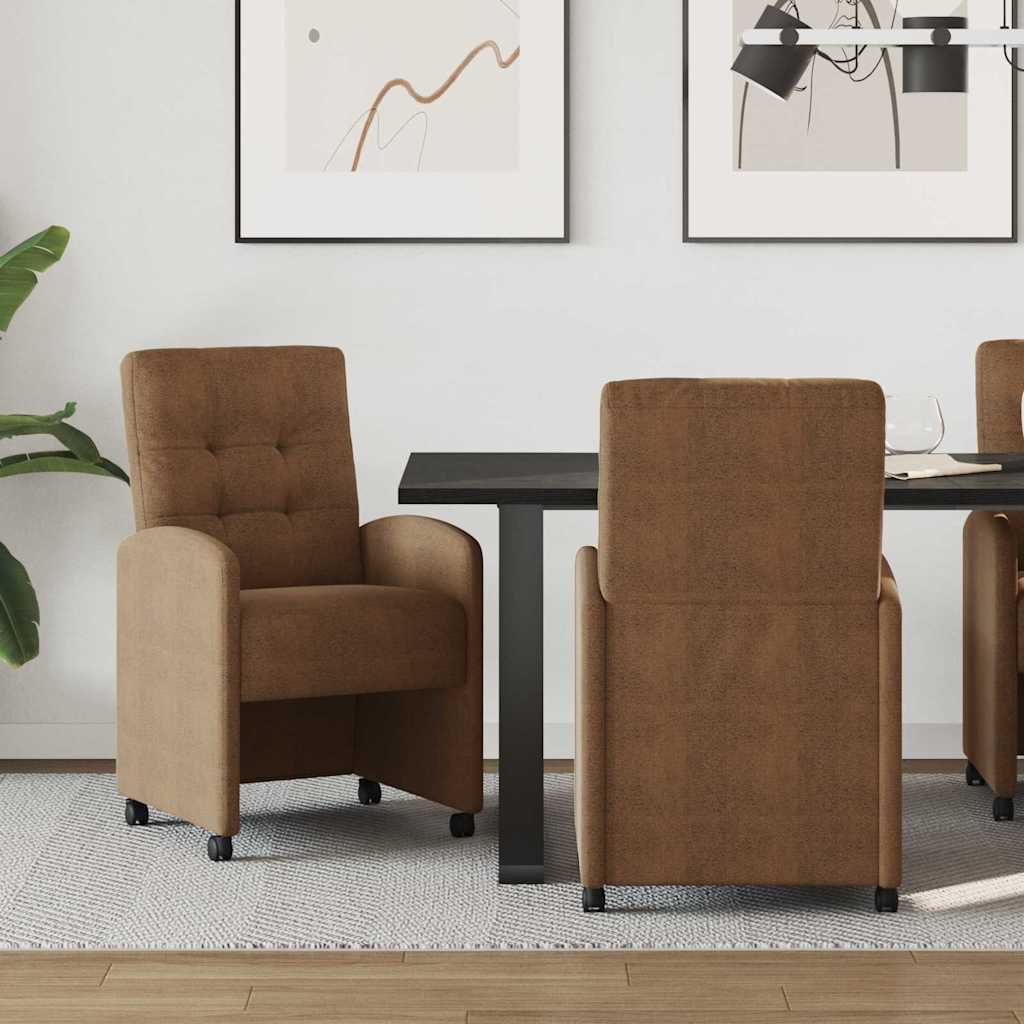 Καρέκλες Φαγητού με Ρόδες με τροχούς 2 pcs Καφέ 58 x 67 x 97 εκ