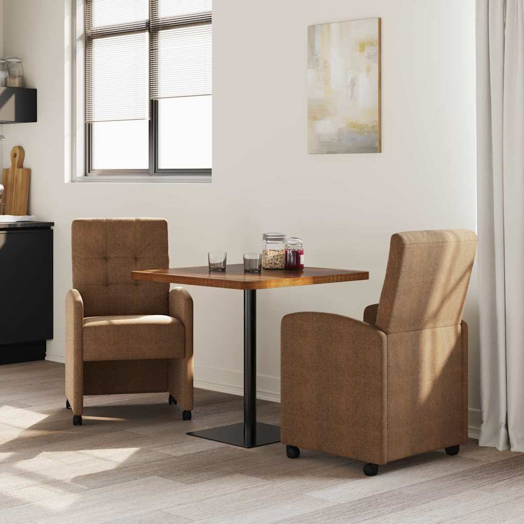 Καρέκλες Φαγητού με Ρόδες με τροχούς 2 pcs Καφέ 58 x 67 x 97 εκ