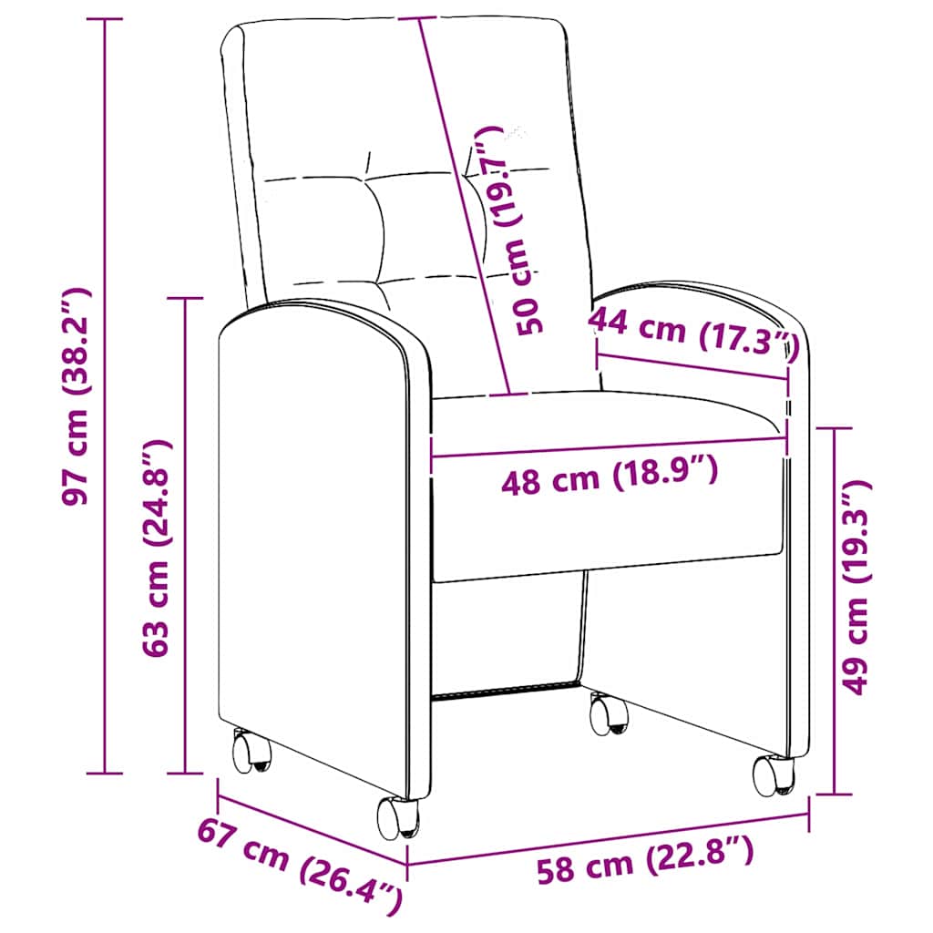 Καρέκλες Φαγητού με Ρόδες 2 pcs Σκούρο γκρι 58 x 67 x 97 εκ