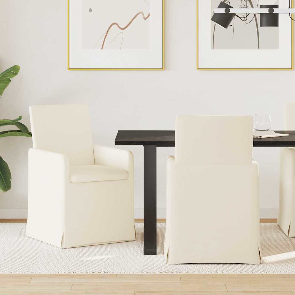 Καρέκλες φαγητού με τροχούς 2 pcs Μπεζ 57 x 67 x 95 εκ Λινό - Pakobazaar