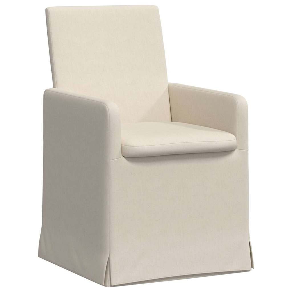 Καρέκλες φαγητού με τροχούς 2 pcs Μπεζ 57 x 67 x 95 εκ Λινό - Pakobazaar