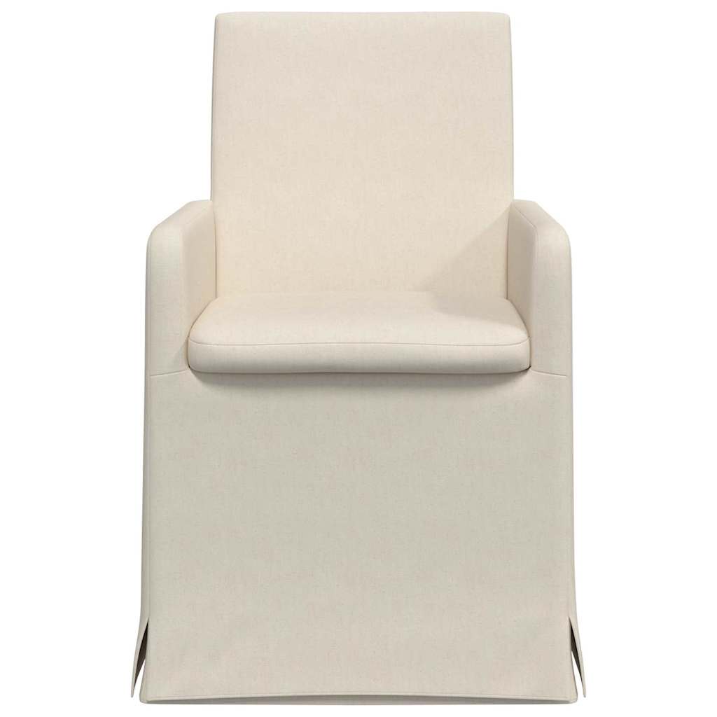 Καρέκλες φαγητού με τροχούς 2 pcs Μπεζ 57 x 67 x 95 εκ Λινό - Pakobazaar