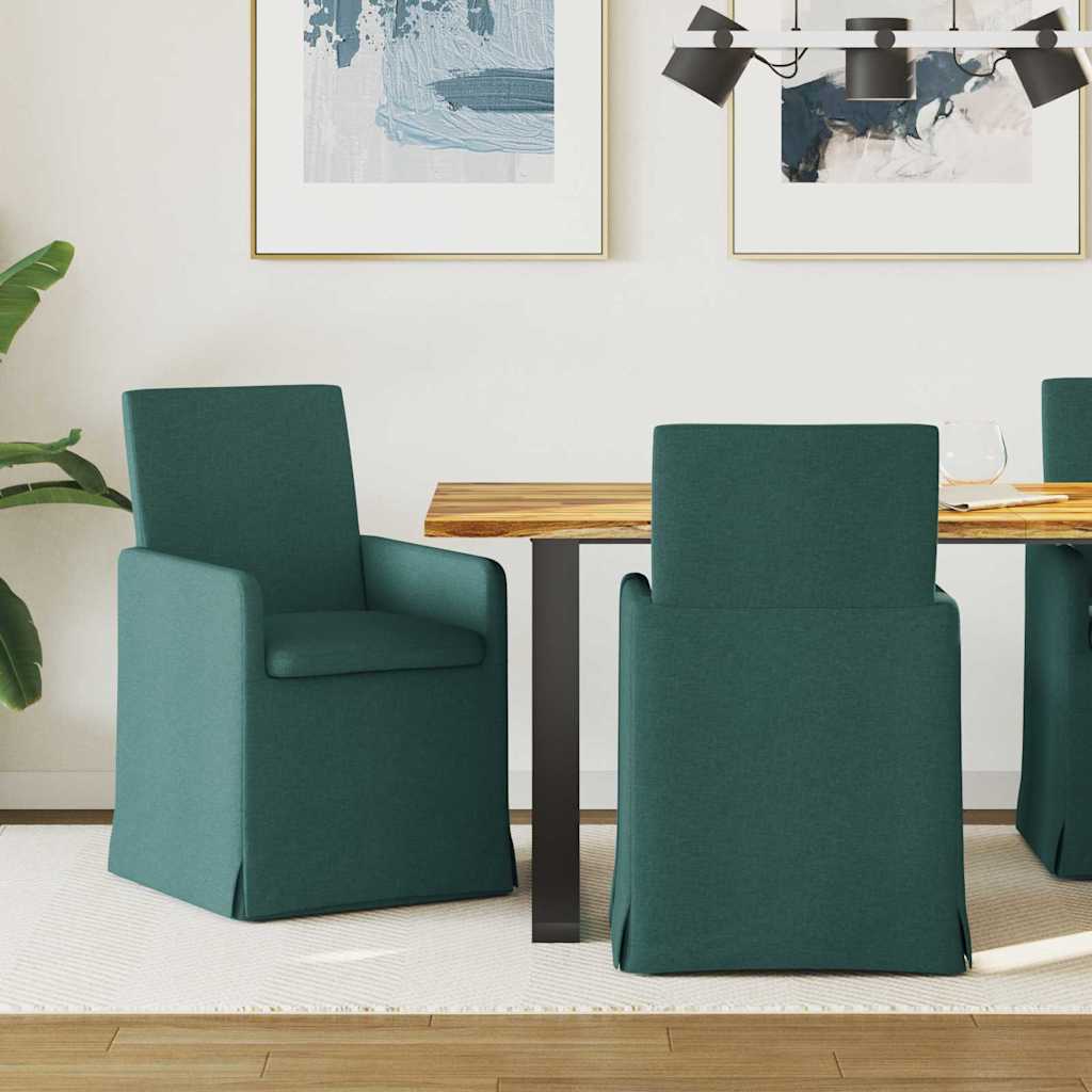 Καρέκλες φαγητού 2 pcs Σκούρο πράσινο 57 x 67 x 95 εκ ύφασμα