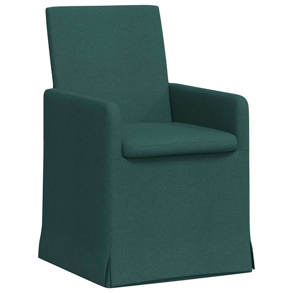 Καρέκλες φαγητού 2 pcs Σκούρο πράσινο 57 x 67 x 95 εκ ύφασμα