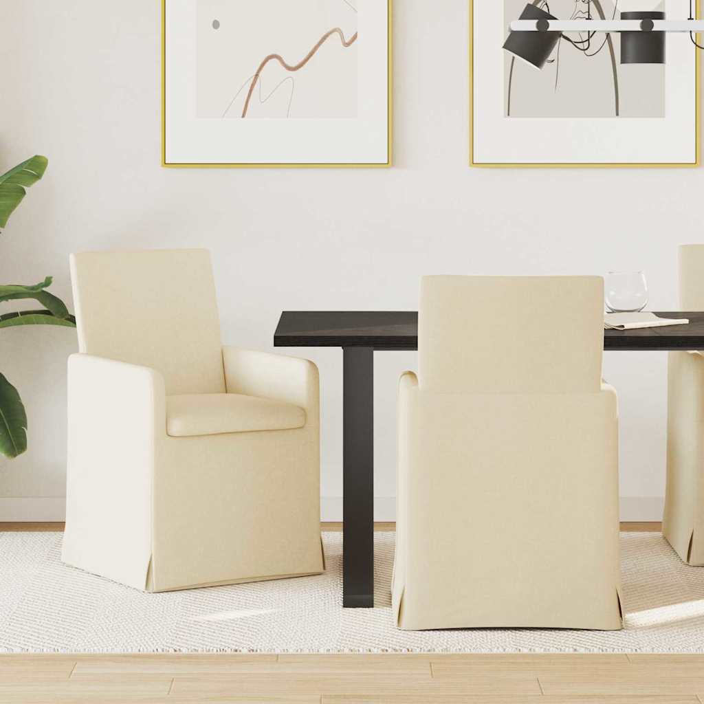 Καρέκλες φαγητού 2 pcs Κρεμ 57 x 67 x 95 εκ ύφασμα