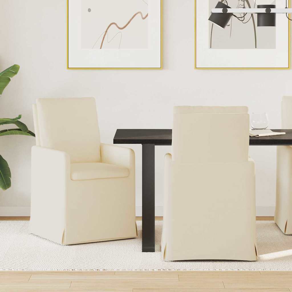 Καρέκλες φαγητού 2 pcs Μπεζ 57 x 67 x 98 εκ Λινό - Pakobazaar