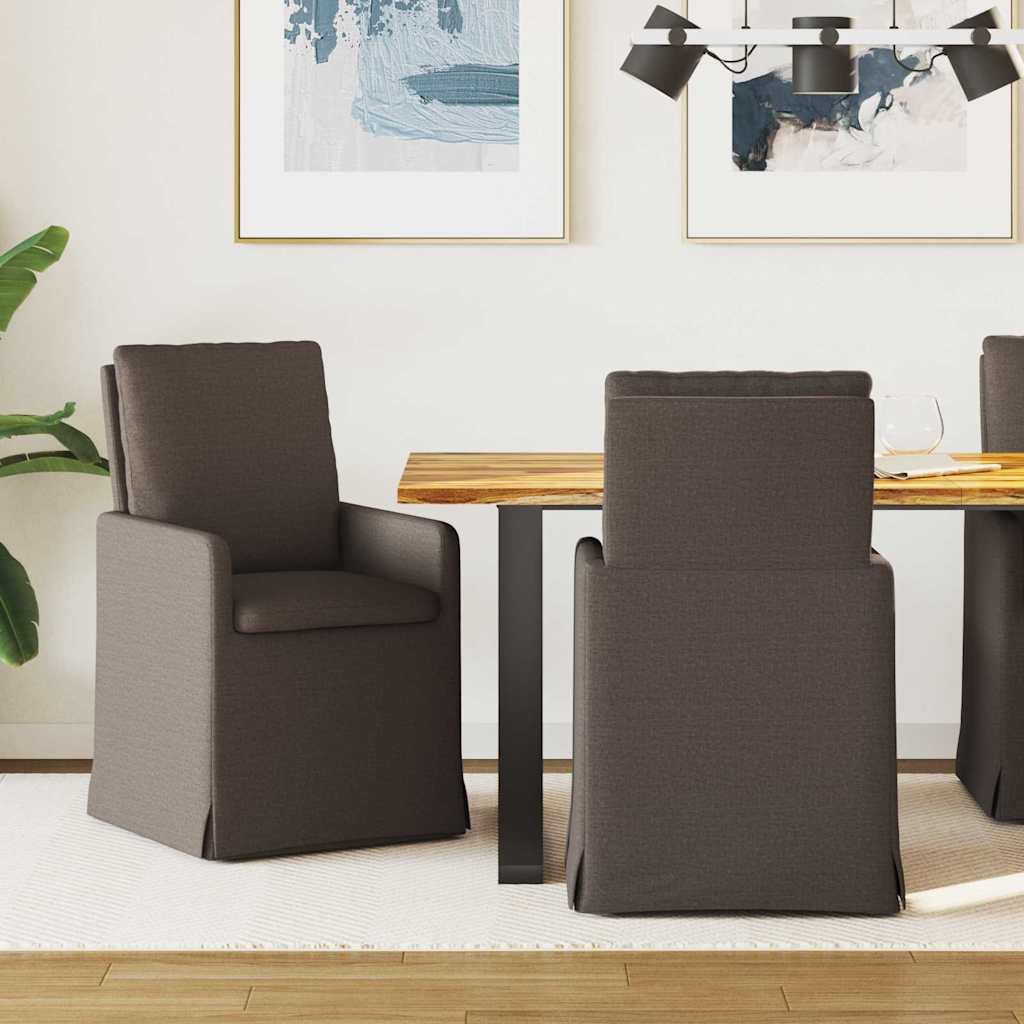Καρέκλες φαγητού 2 pcs Σκούρο γκρι 57 x 67 x 98 εκ Λινό